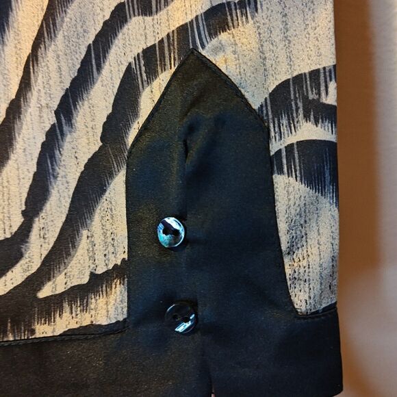 Chico's Silk Popover Tunic Top Animal Print Deep V Neck Women's Small Long Slv - Picture 4 of 7